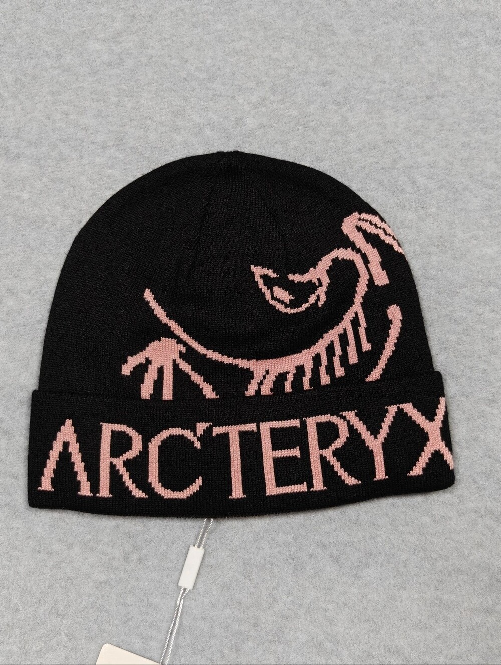 Arc'teryx Black Beanie with Pink Logo Knit